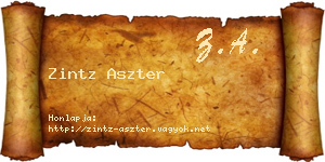 Zintz Aszter névjegykártya
